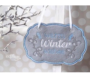 Stickdatei ITH - Türschild Warm Winter Wishes